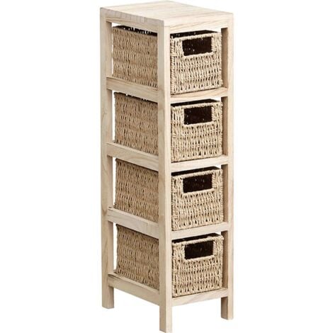 Muebles de mdf natural 4 cestas de papel trenzado - natural - Tendance