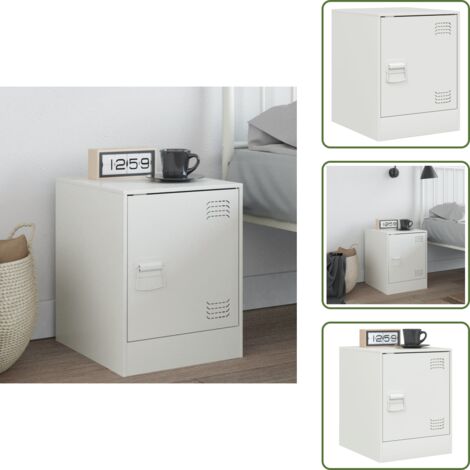 Muebles de noche - vidaXL Mesita de noche acero blanco 34,5x39x44 cm - Mesita de noche acero