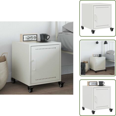 Muebles de noche - vidaXL Mesita de noche acero blanco 36x39x43,5 cm - Mesita auxiliar