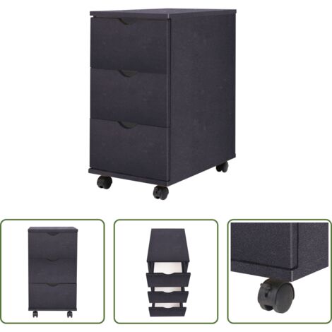 Muebles de oficina -  Mueble de cajones negro 33x45x60 cm
