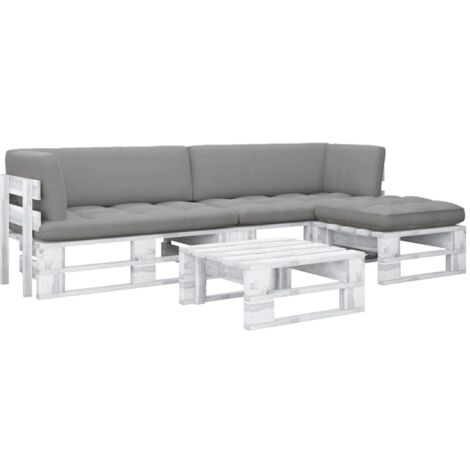 Muebles de palés 4 pzas y cojines madera pino impregnada blanco vidaXL