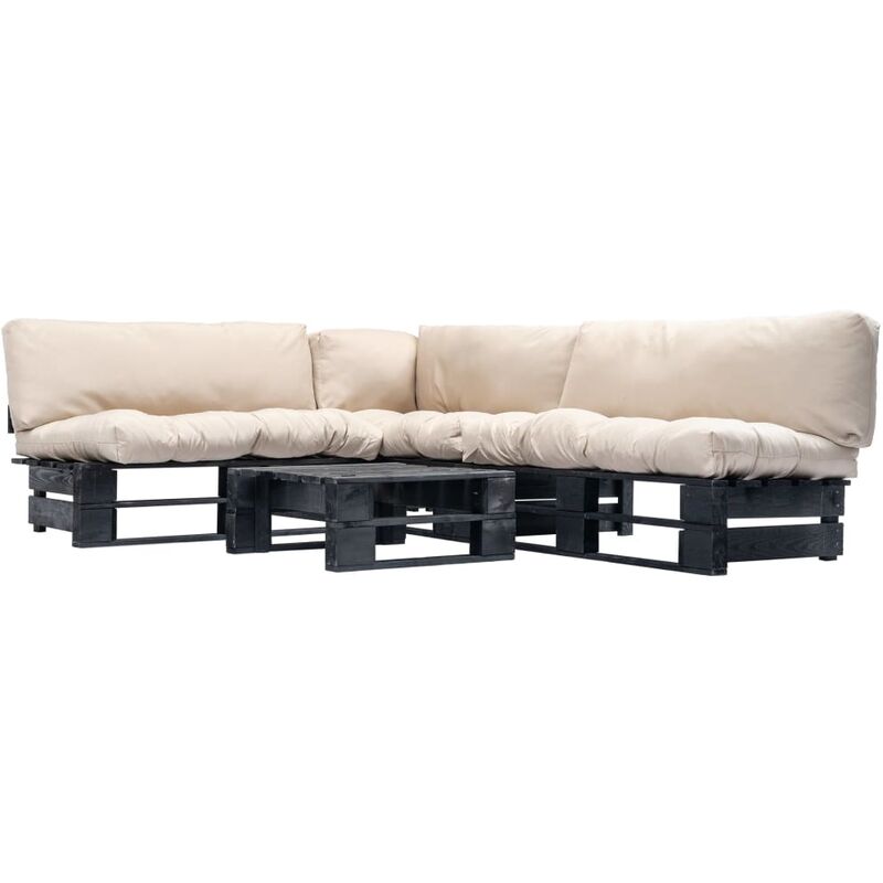 

Muebles de pales de jardin cojines arena 4 piezas madera