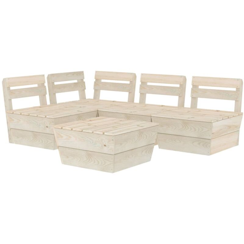 

vidaXL Muebles de palés para jardín 5 pzas madera de abeto impregnada - Beige