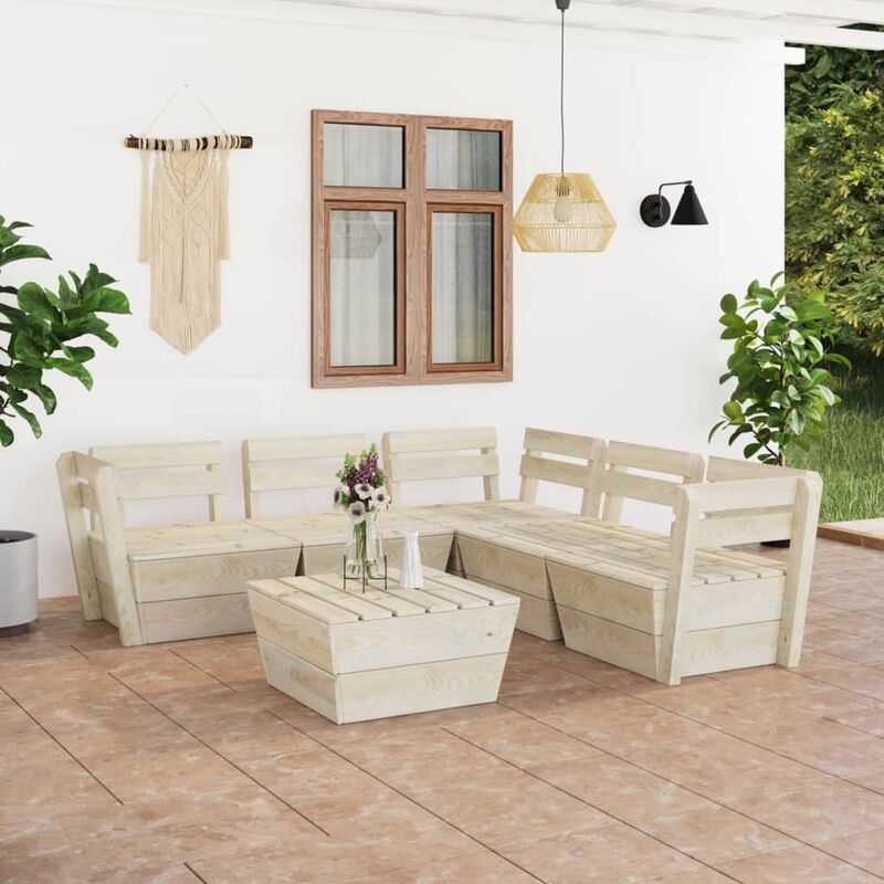 

Muebles de palés para jardín 6 pzas madera de abeto impregnada
