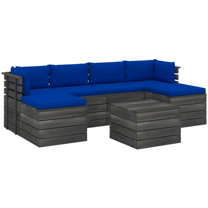 

Muebles de palés para jardín 7 pzas cojines madera maciza pino