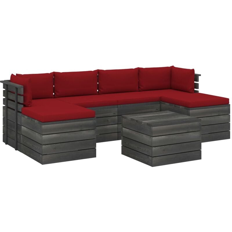 

Muebles de palés para jardín 7 pzas cojines madera maciza pino