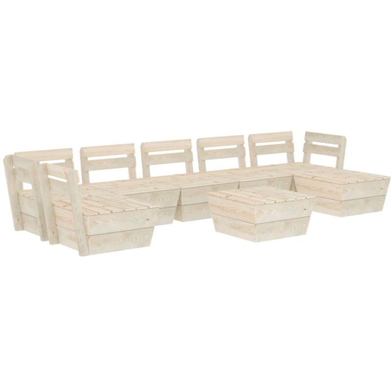 

vidaXL Muebles de palés para jardín 8 pzas madera de abeto impregnada - Beige