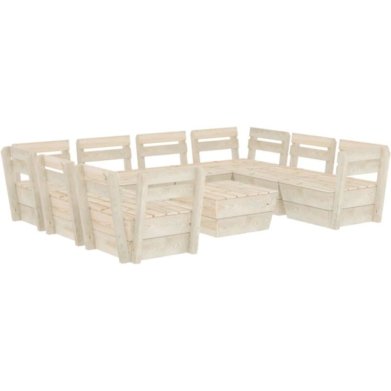 

vidaXL Muebles de palés para jardín 9 pzas madera de abeto impregnada - Beige
