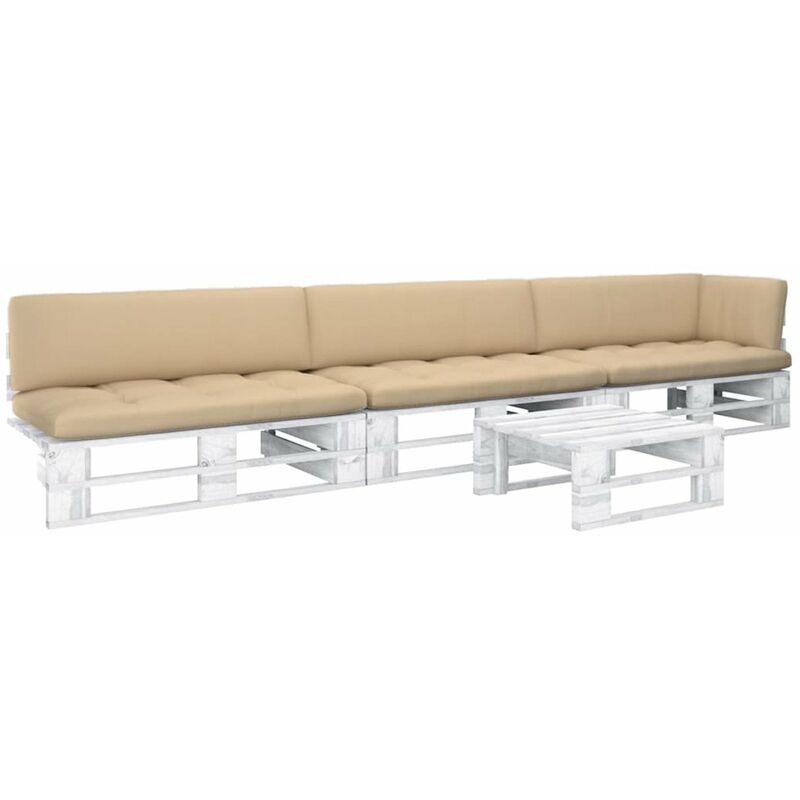 

Muebles de palets 4 pzas cojines madera pino impregnada blanco