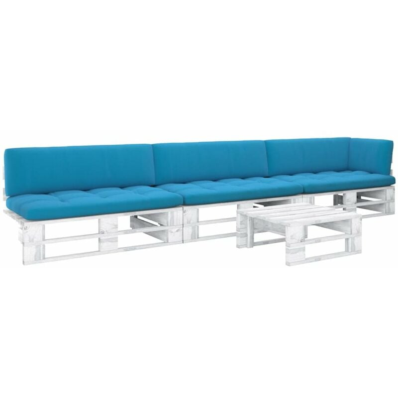 

Happyshopping - Muebles de palets 4 pzas cojines madera pino impregnada blanco