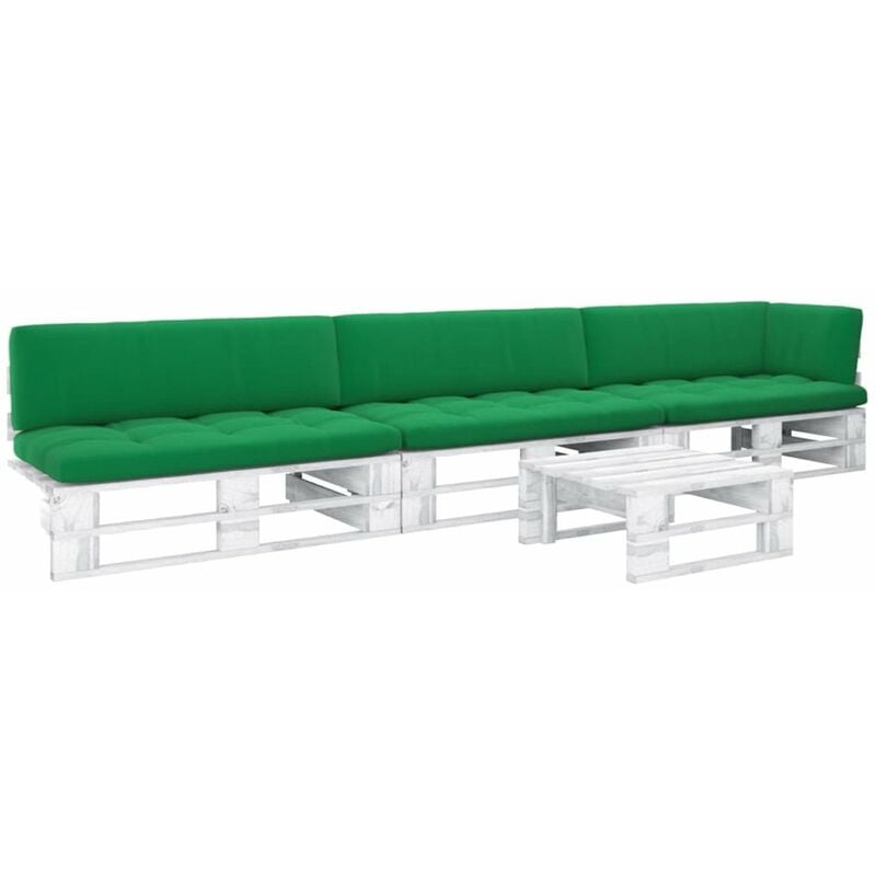 

Happyshopping - Muebles de palets 4 pzas cojines madera pino impregnada blanco