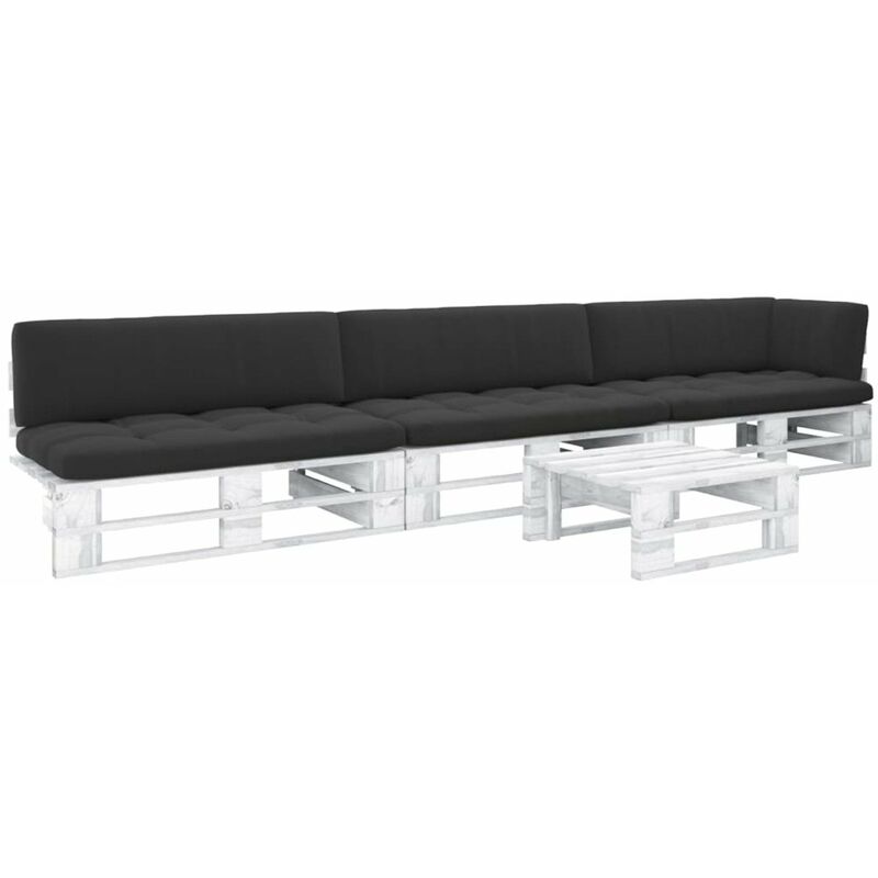 

Happyshopping - Muebles de palets 4 pzas cojines madera pino impregnada blanco