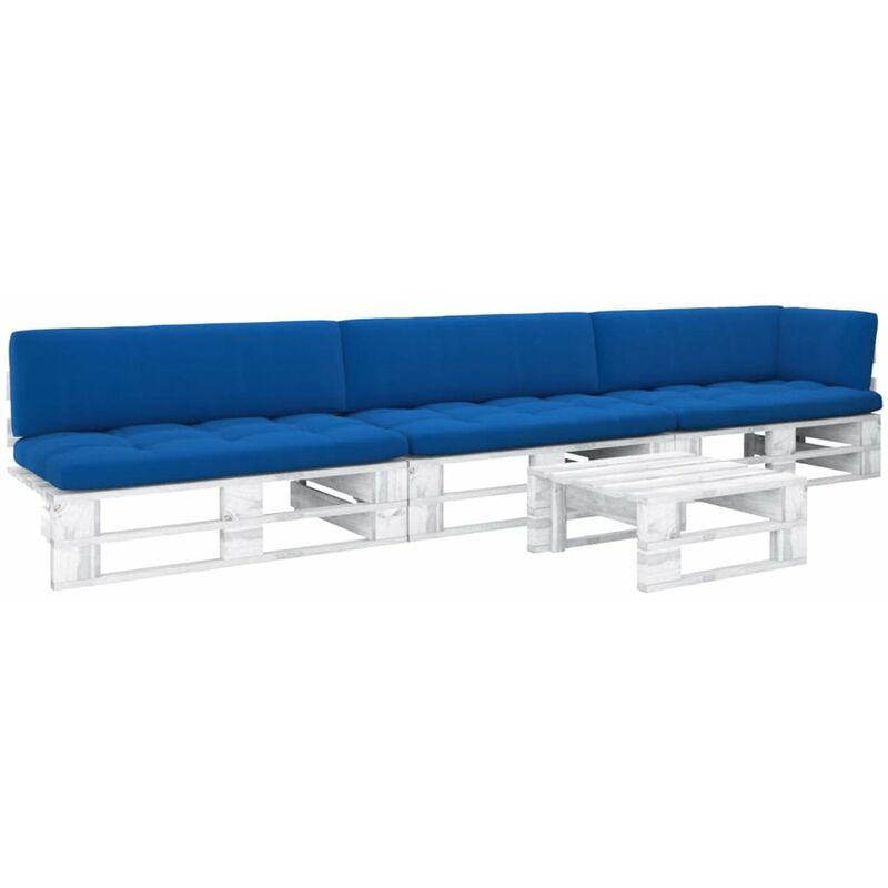 

Happyshopping - Muebles de palets 4 pzas cojines madera pino impregnada blanco