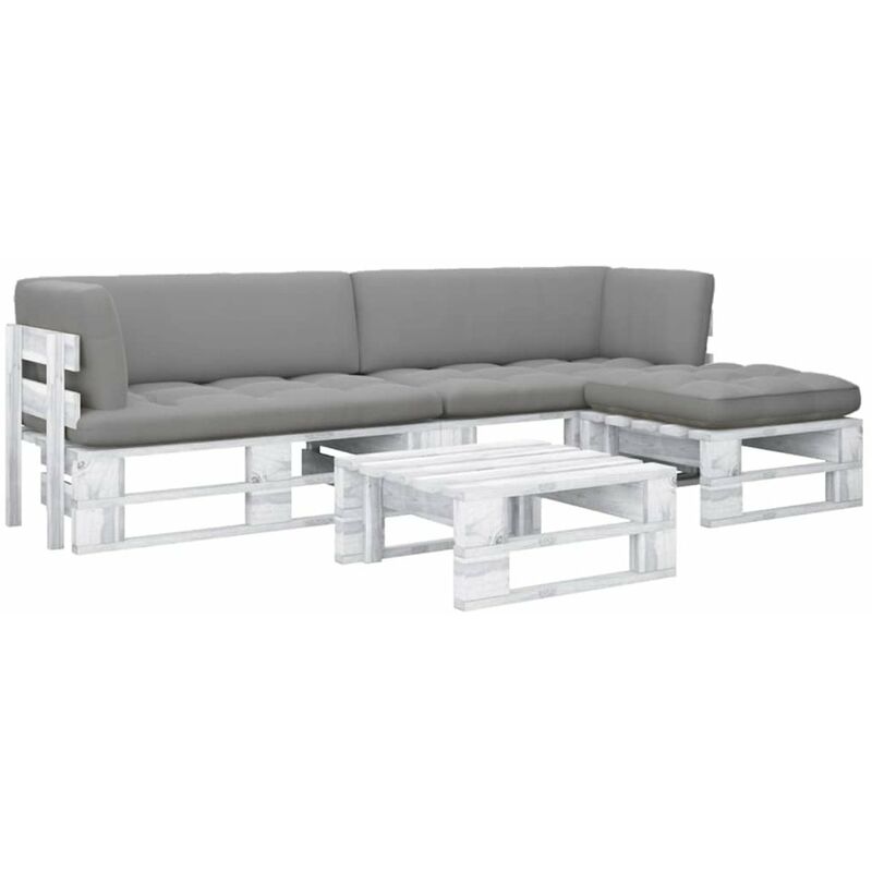 

Happyshopping - Muebles de palets 4 pzas cojines madera pino impregnada blanco