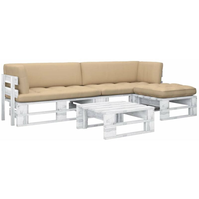 

Happyshopping - Muebles de palets 4 pzas cojines madera pino impregnada blanco