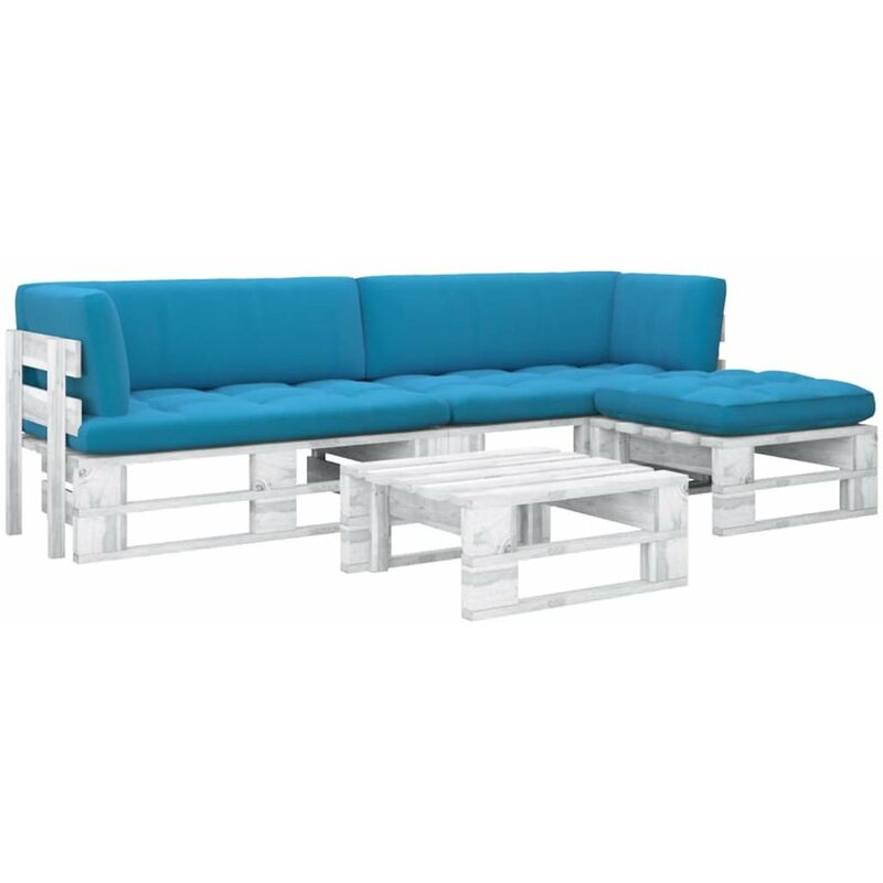 

Muebles de palets 4 pzas cojines madera pino impregnada blanco