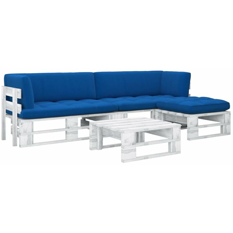 

Happyshopping - Muebles de palets 4 pzas cojines madera pino impregnada blanco