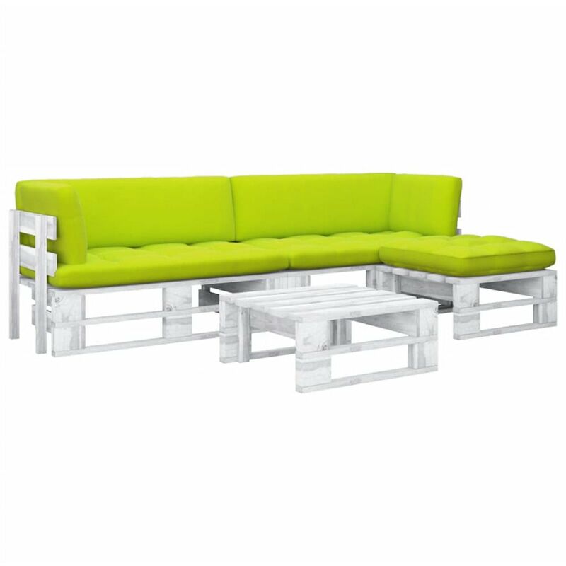 

Happyshopping - Muebles de palets 4 pzas cojines madera pino impregnada blanco