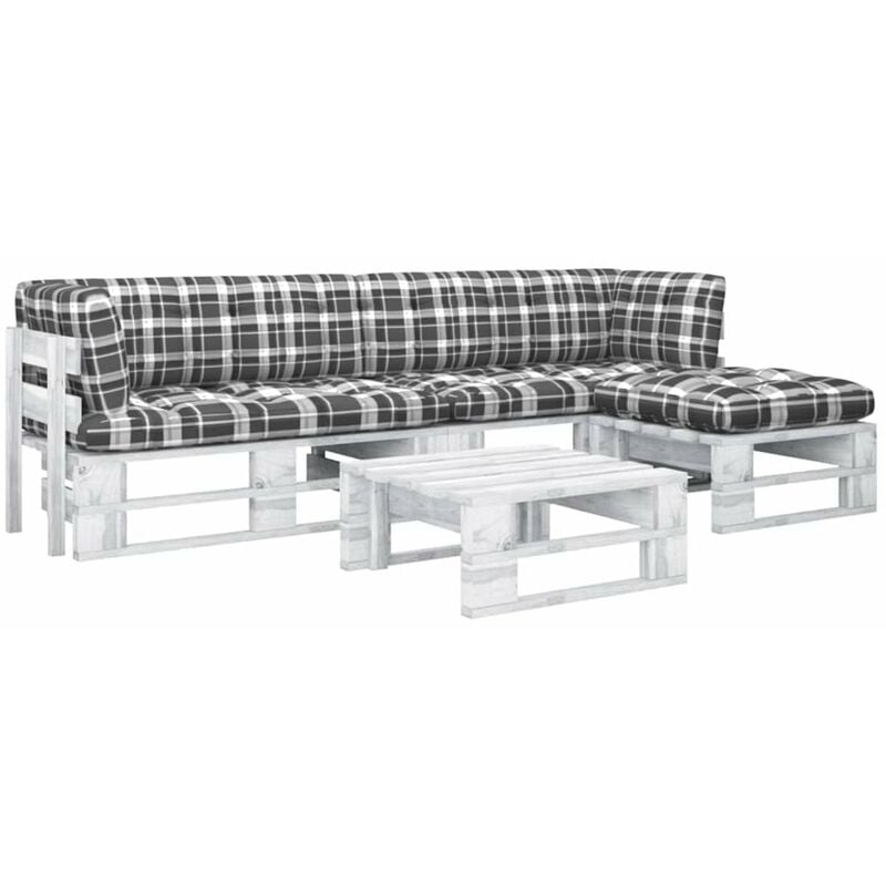 

Happyshopping - Muebles de palets 4 pzas cojines madera pino impregnada blanco