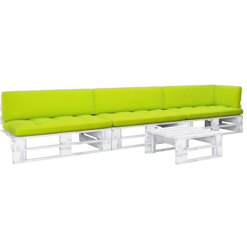 

Muebles de palets 4 pzas cojines madera pino impregnada blanco
