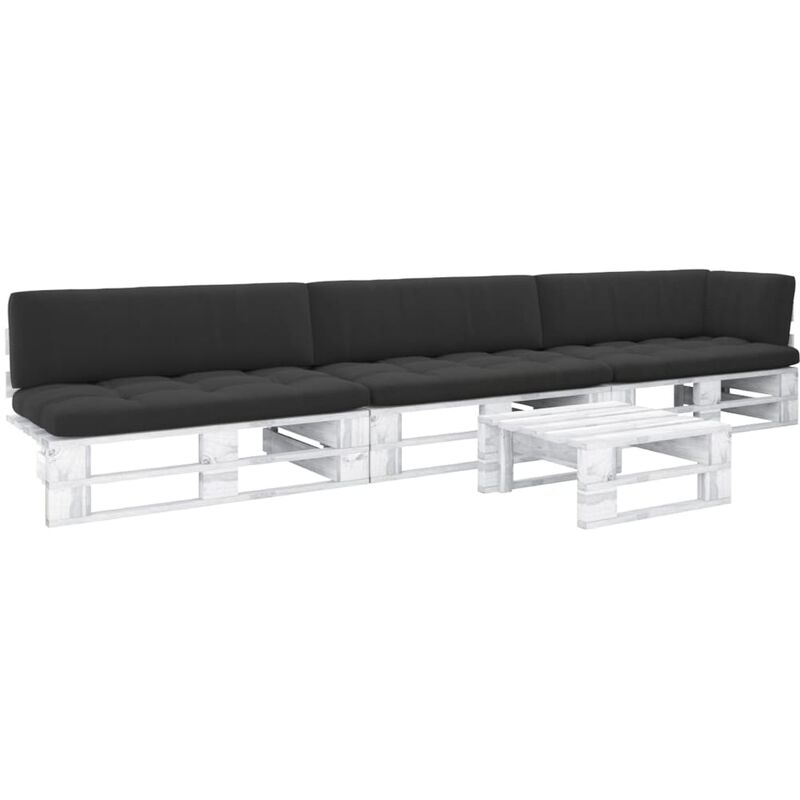 

Muebles de palets 4 pzas cojines madera pino impregnada blanco