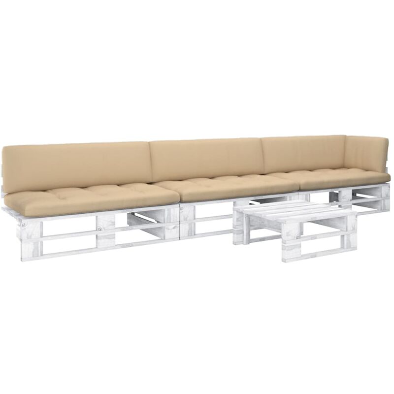 

Muebles de palets 4 pzas cojines madera pino impregnada blanco