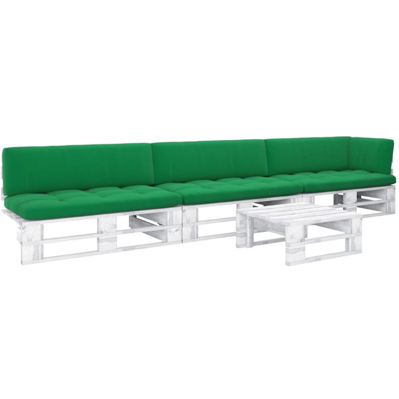 

Muebles de palets 4 pzas cojines madera pino impregnada blanco