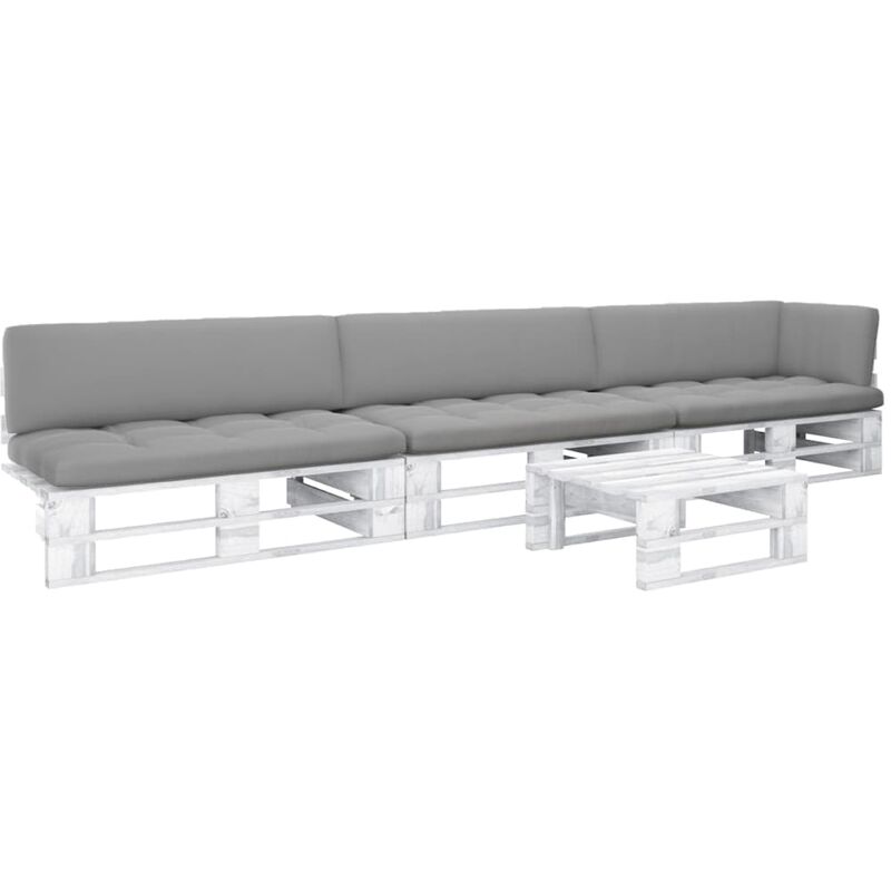 

Muebles de palets 4 pzas cojines madera pino impregnada blanco