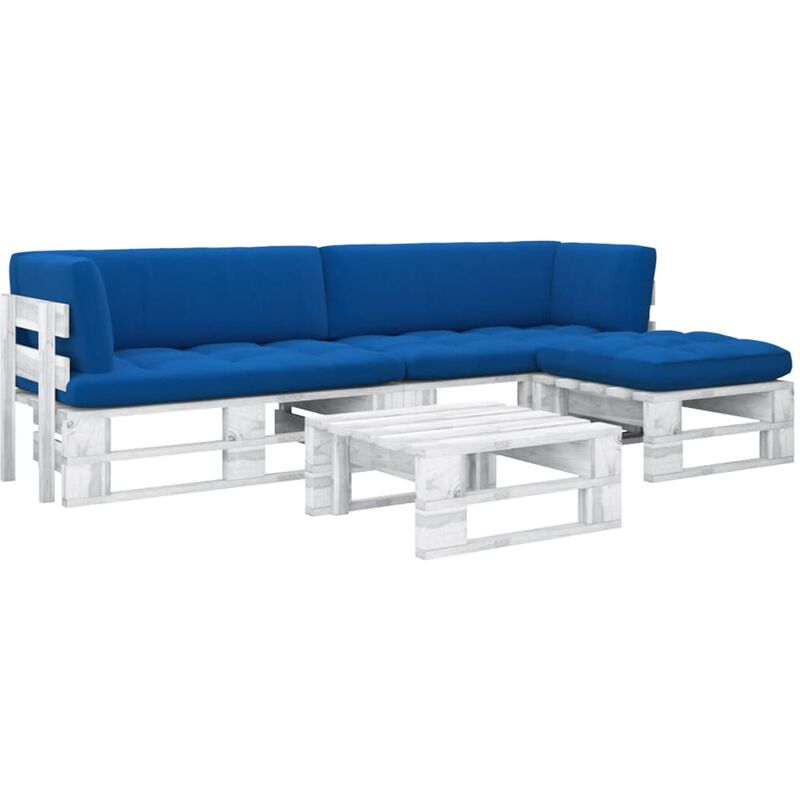 

Muebles de palets 4 pzas cojines madera pino impregnada blanco