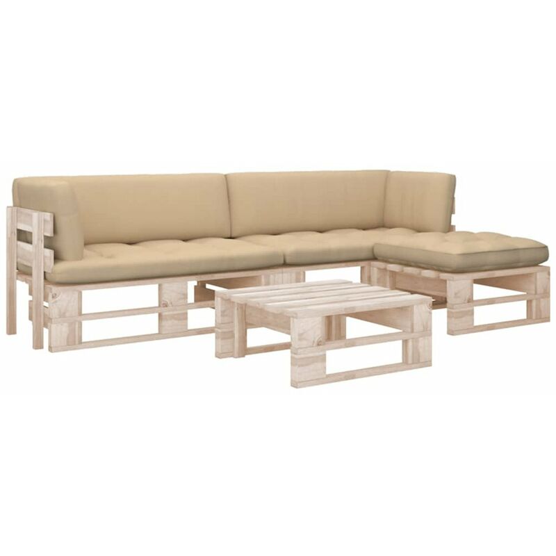

Happyshopping - Muebles de palets 4 pzas con cojines madera pino impregnada