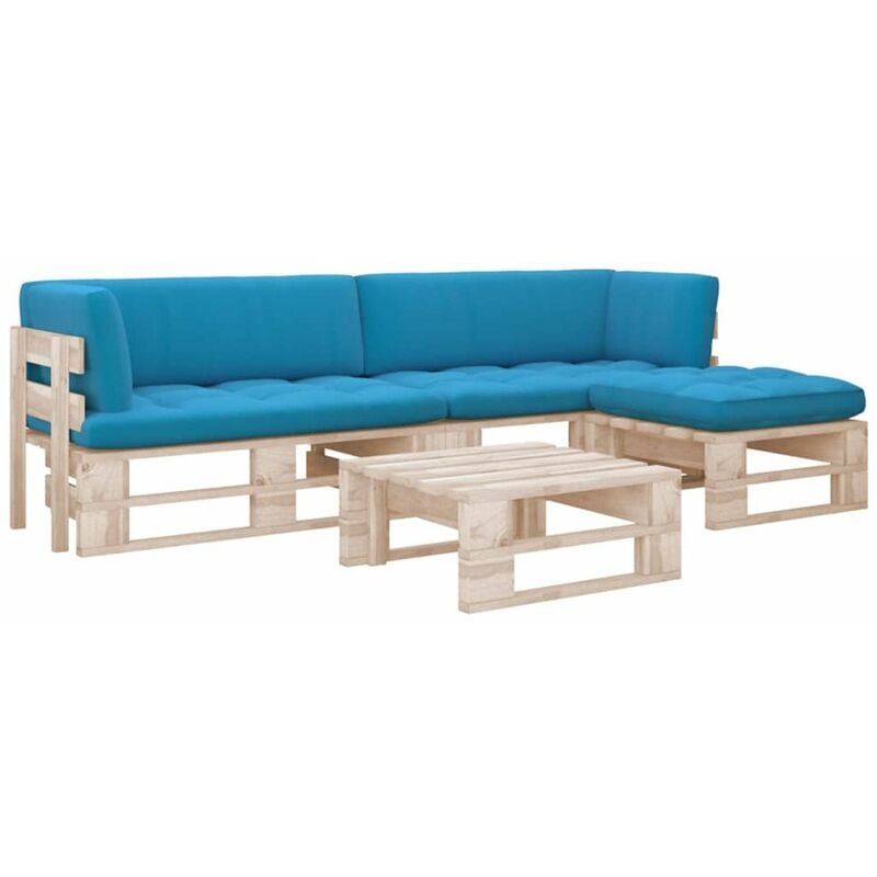 

Happyshopping - Muebles de palets 4 pzas con cojines madera pino impregnada