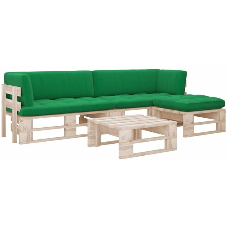 

Happyshopping - Muebles de palets 4 pzas con cojines madera pino impregnada