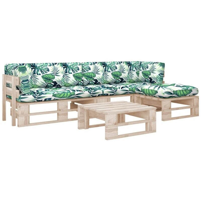 

Happyshopping - Muebles de palets 4 pzas con cojines madera pino impregnada