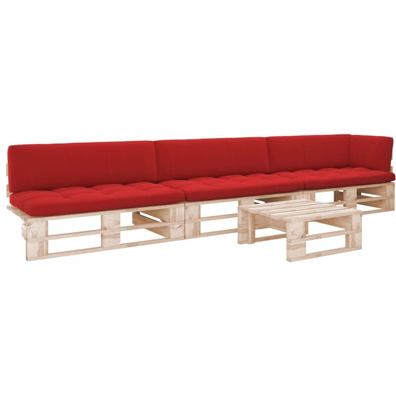 

Muebles de palets 4 pzas con cojines madera pino impregnada
