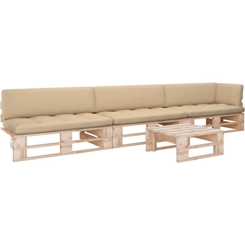

Muebles de palets 4 pzas con cojines madera pino impregnada