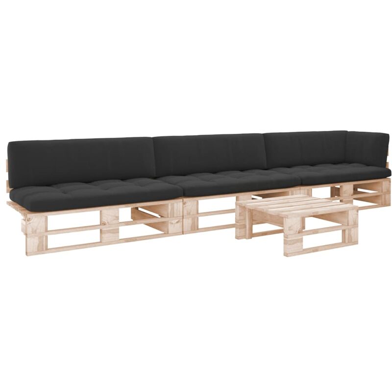 

Muebles de palets 4 pzas con cojines madera pino impregnada