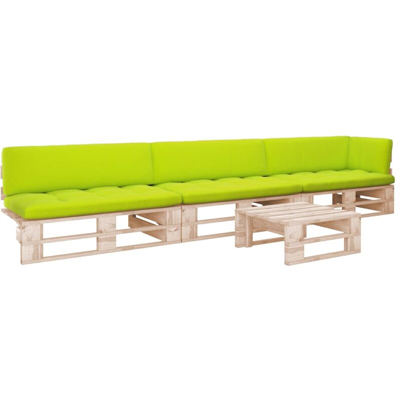 

Muebles de palets 4 pzas con cojines madera pino impregnada