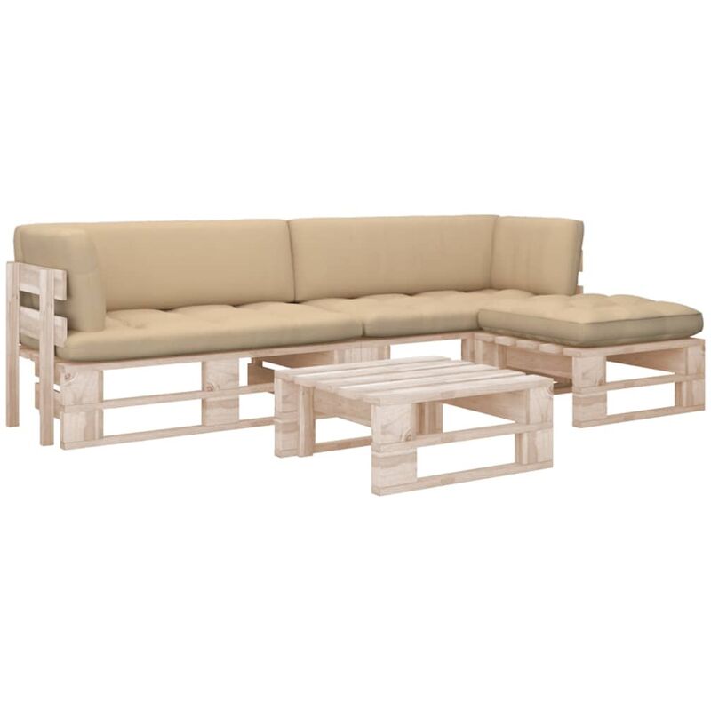 

Muebles de palets 4 pzas con cojines madera pino impregnada