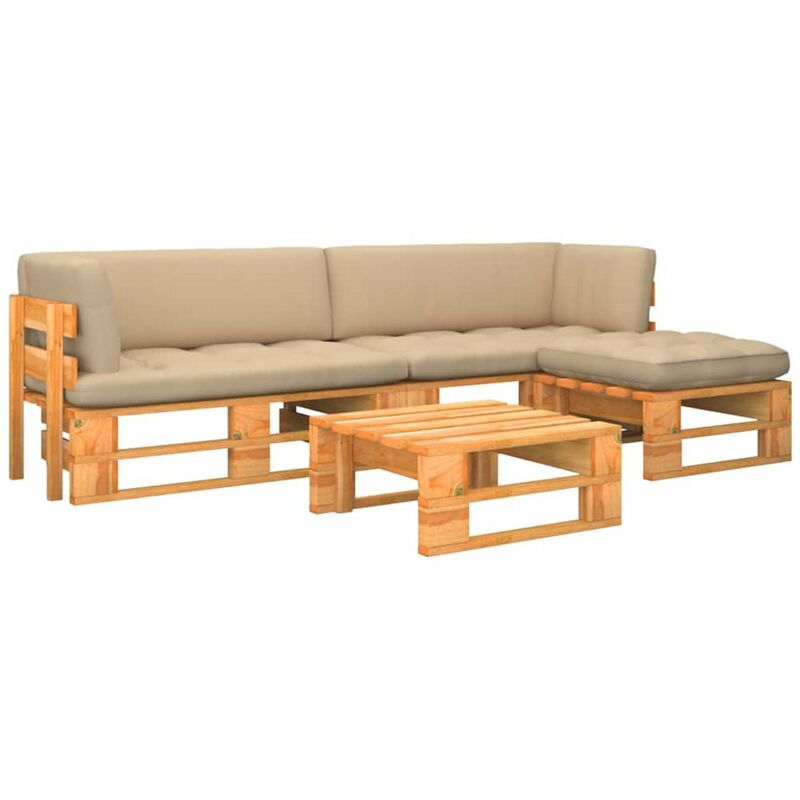 

Happyshopping - Muebles de palets 4 pzas madera pino impregnada marron miel