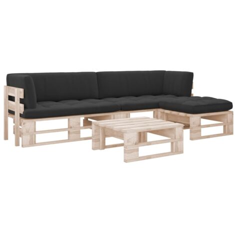 Muebles de palets 4 pzas y cojines madera pino impregnada