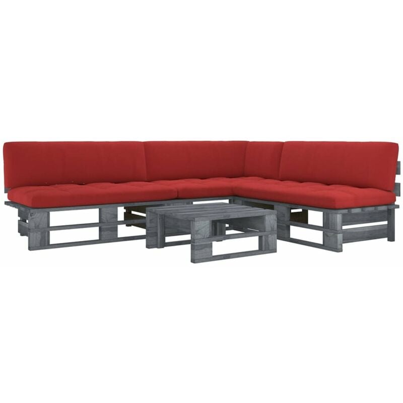 

Happyshopping - Muebles de palets 4 pzas y cojines madera pino impregnada gris