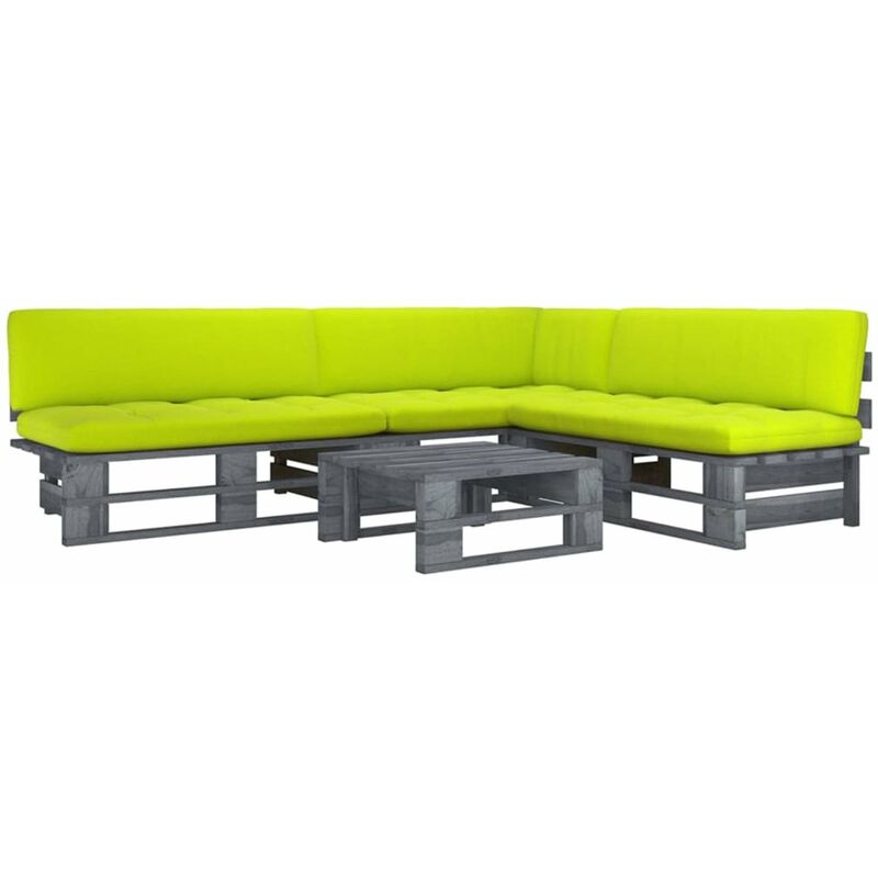 

Happyshopping - Muebles de palets 4 pzas y cojines madera pino impregnada gris