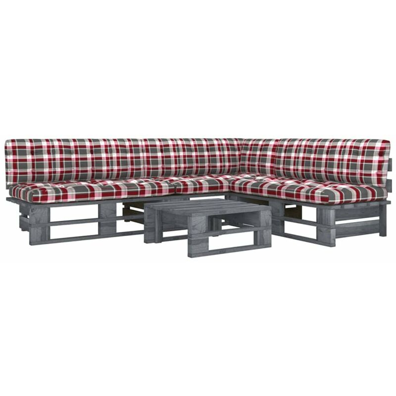 

Happyshopping - Muebles de palets 4 pzas y cojines madera pino impregnada gris