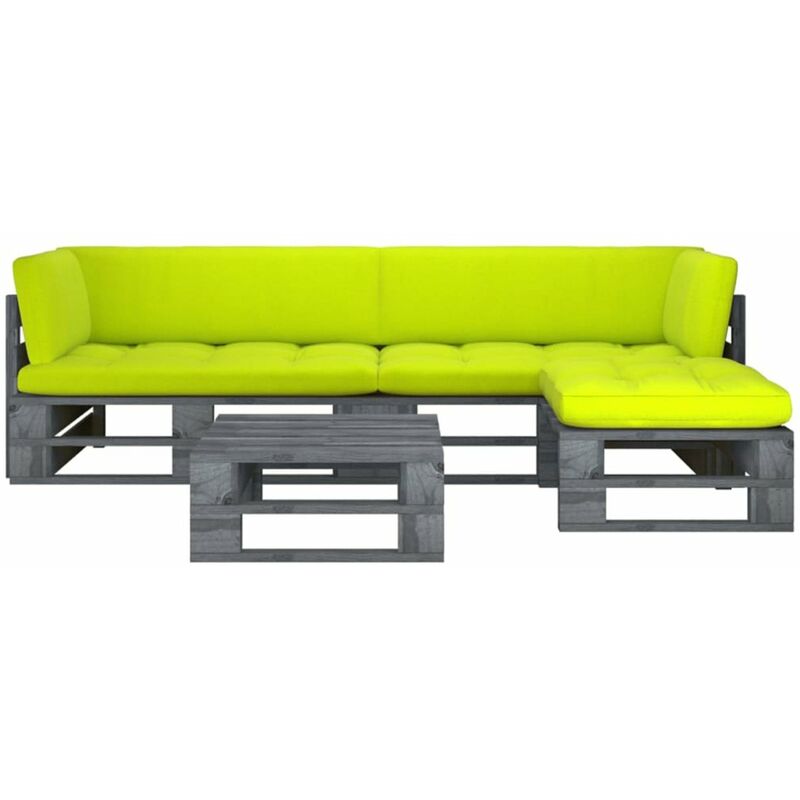 

Happyshopping - Muebles de palets 4 pzas y cojines madera pino impregnada gris