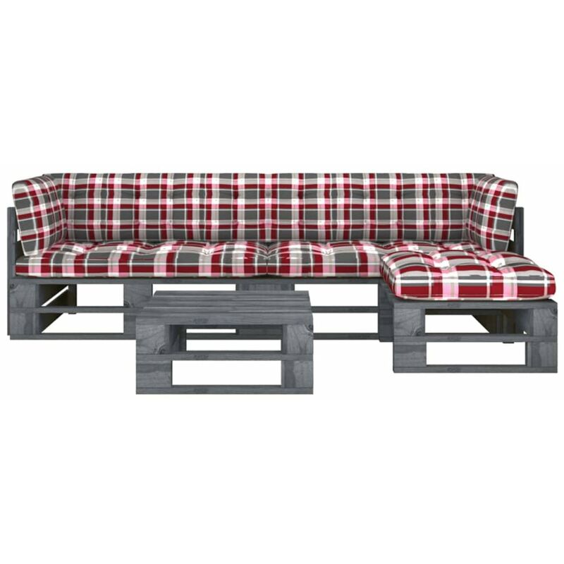 

Happyshopping - Muebles de palets 4 pzas y cojines madera pino impregnada gris