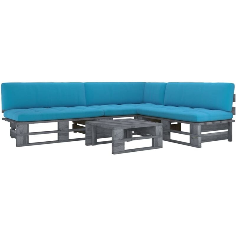 

Muebles de palets 4 pzas y cojines madera pino impregnada gris