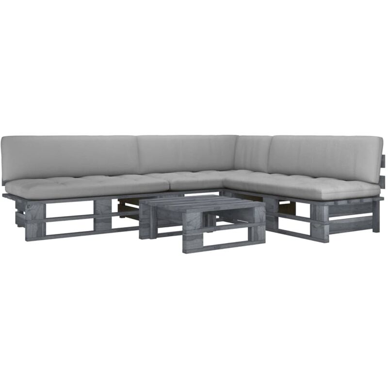 

Muebles de palets 4 pzas y cojines madera pino impregnada gris