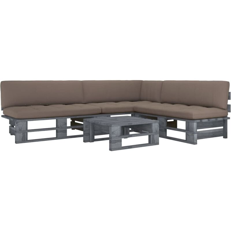 

Muebles de palets 4 pzas y cojines madera pino impregnada gris