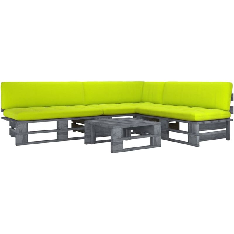 

Muebles de palets 4 pzas y cojines madera pino impregnada gris