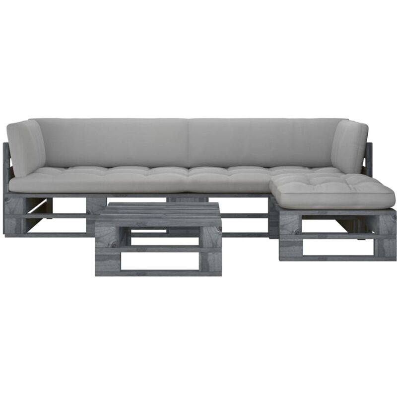 

Muebles de palets 4 pzas y cojines madera pino impregnada gris